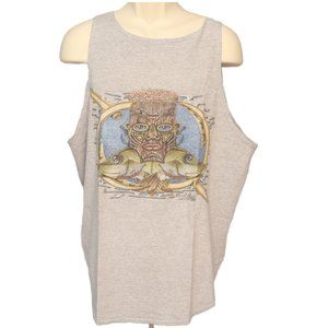 Hawaiian Tiki Head Fisherman's Sleeveless Muscle T-Shirt Tank XXL Key West Bar